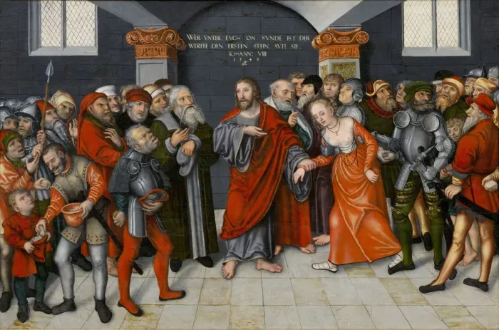 Framed Print : Christ and the Woman Taken in Adultery, 1549 Framed Print : Christ and the Woman Taken in Adultery, 1549
