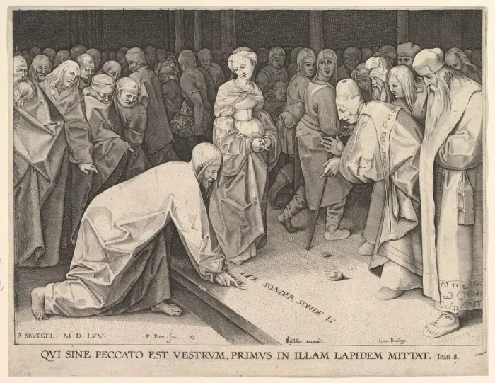 Framed Print : Christ and the Woman Taken in Adultery, 1579. Creator: Pieter Perret Framed Print : Christ and the Woman Taken in Adultery, 1579. Creator: Pieter Perret