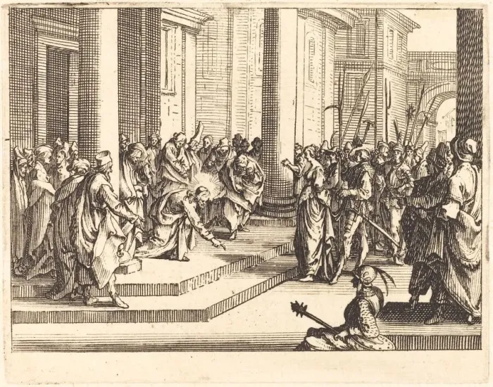 Framed Print : Christ and the Woman Taken in Adultery, 1635. Creator: Jacques Callot Framed Print : Christ and the Woman Taken in Adultery, 1635. Creator: Jacques Callot