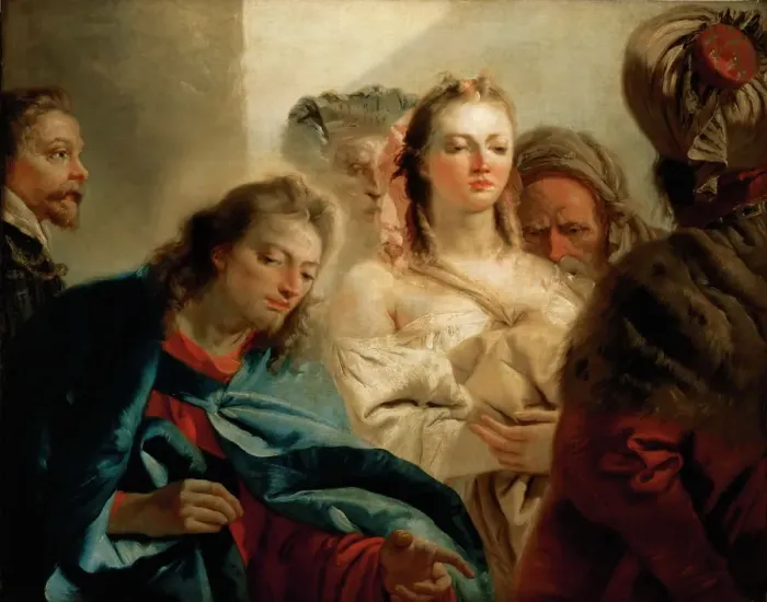 Framed Print : Christ and the Woman Taken in Adultery. Artist: Tiepolo, Giambattista (1696-1770) Framed Print : Christ and the Woman Taken in Adultery. Artist: Tiepolo, Giambattista (1696-1770)