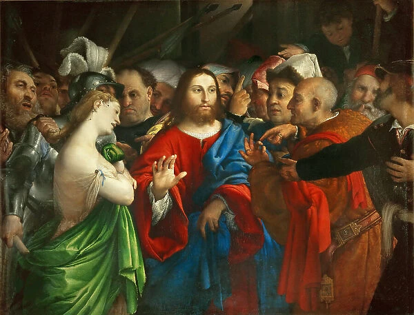 Christ and the Woman Taken in Adultery, ca 1528-1529. Creator: Lotto, Lorenzo (1480-1556)
