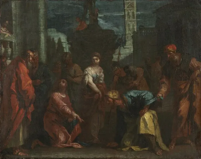 Framed Print : Christ and the Woman Taken in Adultery, mid 1700s. Creator: Sebastiano Ricci (Italian Framed Print : Christ and the Woman Taken in Adultery, mid 1700s. Creator: Sebastiano Ricci (Italian
