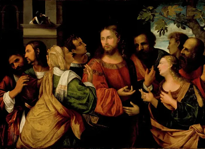 Framed Print : Christ and the Women of Canaan, c1520. Creator: Rocco Marconi Framed Print : Christ and the Women of Canaan, c1520. Creator: Rocco Marconi