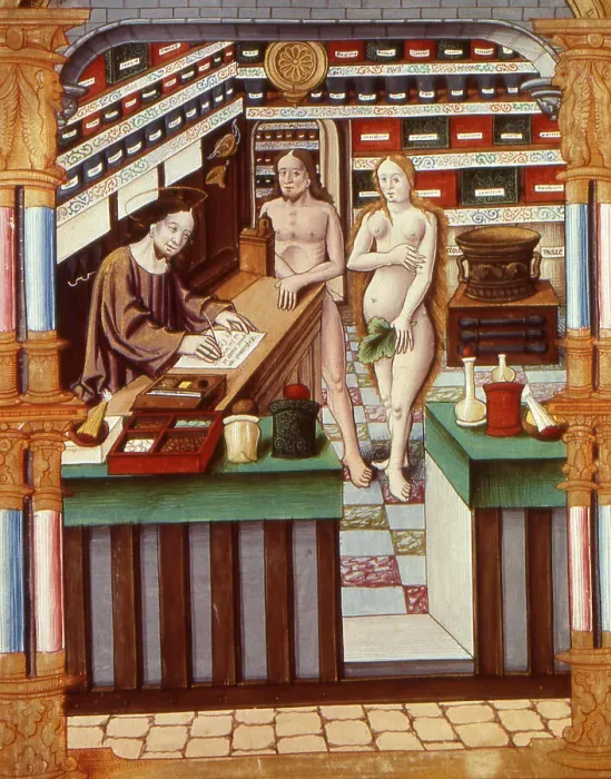 Framed Print : Christ writing a recipe, Early16th century. Creator: Anonymous Framed Print : Christ writing a recipe, Early16th century. Creator: Anonymous
