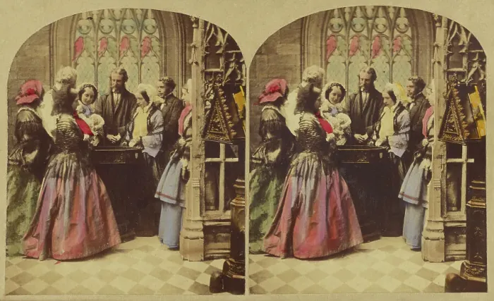 Framed Print : The Christening, about 1865. Creator: London Stereoscopic & Photographic Co Framed Print : The Christening, about 1865. Creator: London Stereoscopic & Photographic Co