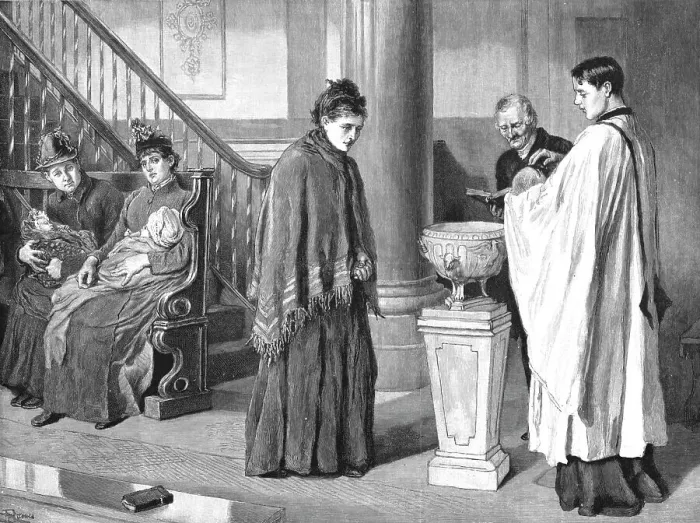 Framed Print : A Christening in the Chapel of the Foundling Hospital, 1891. Creator: Robert Barnes