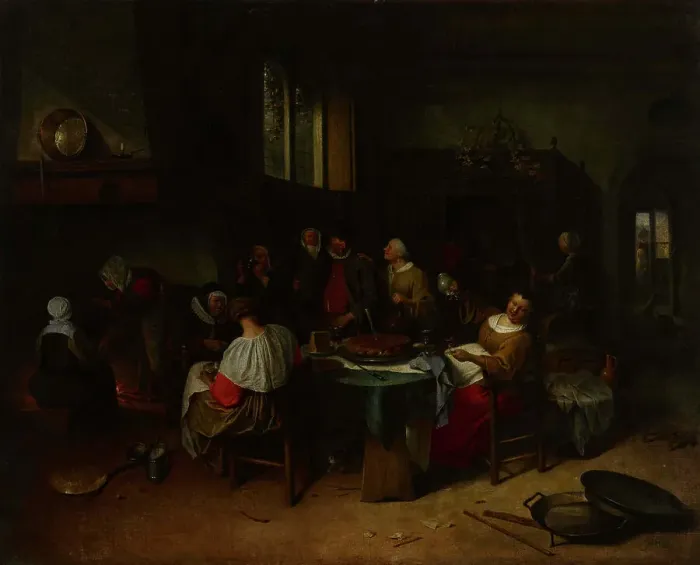 Framed Print : The Christening Feast, 1646-1679. Creator: Jan Steen Framed Print : The Christening Feast, 1646-1679. Creator: Jan Steen