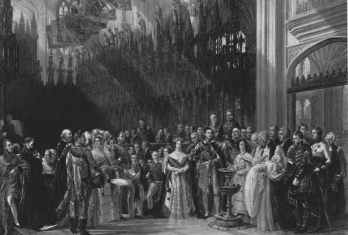 Framed Print : The Christening of the Prince of Wales, January 25 1842, (1901). Creator: Unknown Framed Print : The Christening of the Prince of Wales, January 25 1842, (1901). Creator: Unknown