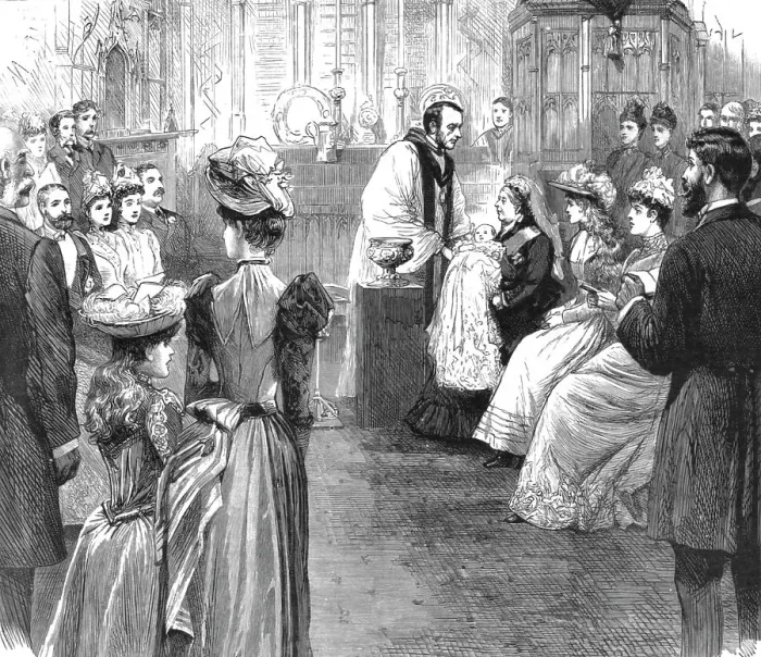 Framed Print : The Christening at Windsor; The Queen standing sponsor to the infant daughter of the Duke and Duch Creator: Unknown Framed Print : The Christening at Windsor; The Queen standing sponsor to the infant daughter of the Duke and Duch Creator: Unknown