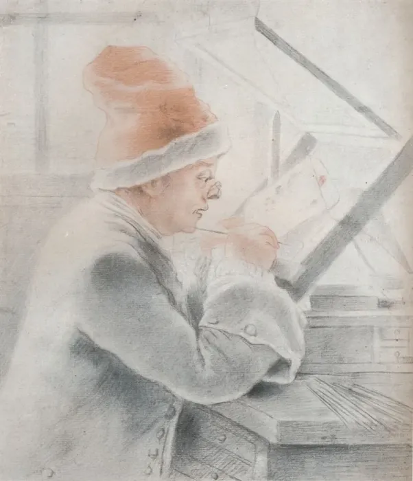 Framed Print : Christian Frederick Zincke, 1752. Artist: William Hoare Framed Print : Christian Frederick Zincke, 1752. Artist: William Hoare
