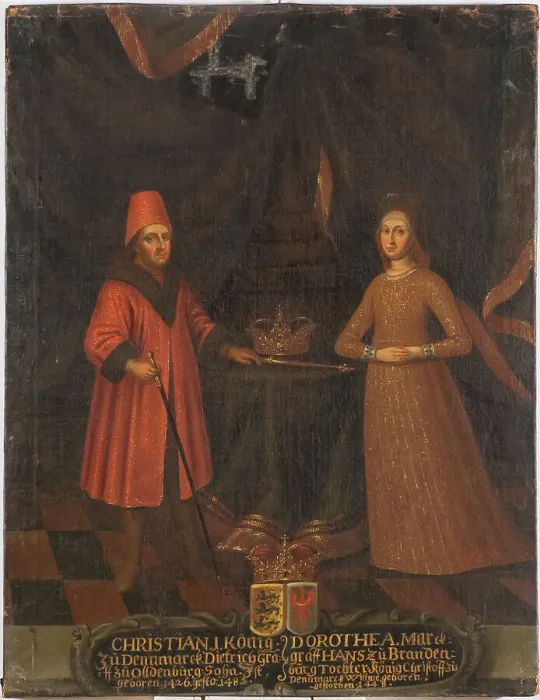 Framed Print : Christian I, 1426-1481, King of Denmark, Norway and Sweden and Dorothea, 1430-1496, c15th century. Creator: Anon Framed Print : Christian I, 1426-1481, King of Denmark, Norway and Sweden and Dorothea, 1430-1496, c15th century. Creator: Anon