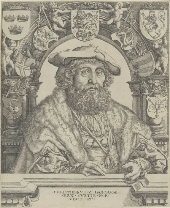 Framed Print : Christian II, King of Denmark, 1529. Creator: Jacob Binck Framed Print : Christian II, King of Denmark, 1529. Creator: Jacob Binck