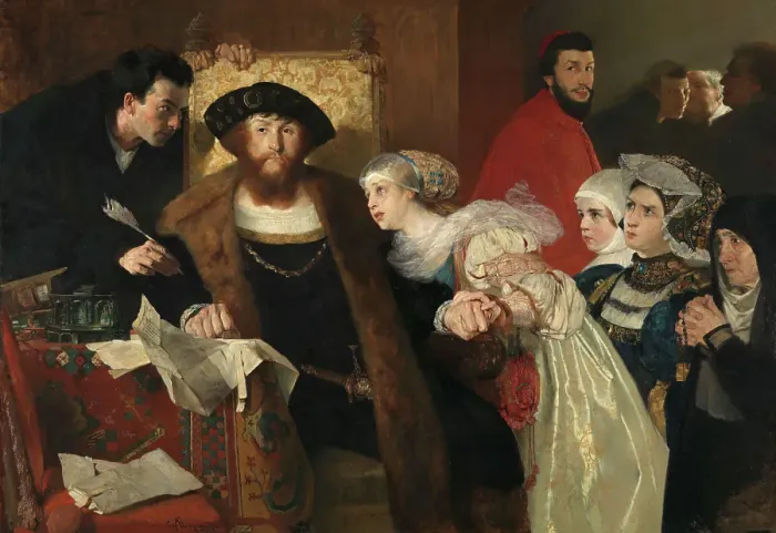 Framed Print : Christian II signing the Death Warrant of Torben Oxe, 1875-1876. Creator: Eilif Peterssen Framed Print : Christian II signing the Death Warrant of Torben Oxe, 1875-1876. Creator: Eilif Peterssen
