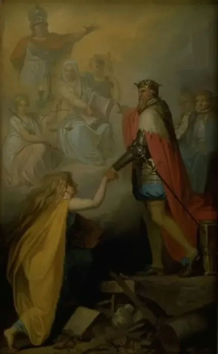 Framed Print : Christian III Succouring Denmark, 1780. Creator: Nicolai Abraham Abildgaard Framed Print : Christian III Succouring Denmark, 1780. Creator: Nicolai Abraham Abildgaard