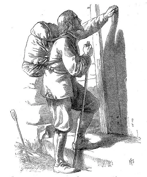 'Christian Knocking at the Gate', from 'The Pilgrim's Progress', 1860. Creator: Unknown. 'Christian Knocking at the Gate', from 'The Pilgrim's Progress', 1860. Creator: Unknown