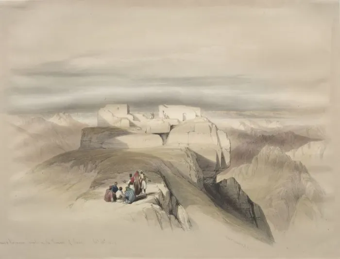 Framed Print : Christian and Mahomedan Chapels on the Summit of Sinai, 1839. Creator: David Roberts (British Framed Print : Christian and Mahomedan Chapels on the Summit of Sinai, 1839. Creator: David Roberts (British