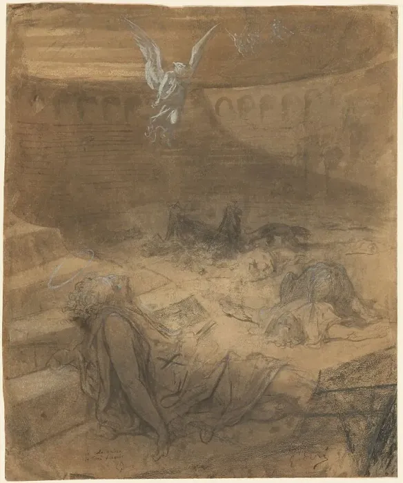 Framed Print : Christian Martyrs, 1869 / 1871. Creator: Gustave Doré Framed Print : Christian Martyrs, 1869 / 1871. Creator: Gustave Doré