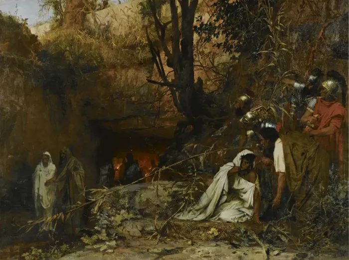 Framed Print : Christian persecutors at the entrance to the catacombs, 1874. Artist: Siemiradzki, Henryk (1843-1902) Framed Print : Christian persecutors at the entrance to the catacombs, 1874. Artist: Siemiradzki, Henryk (1843-1902)
