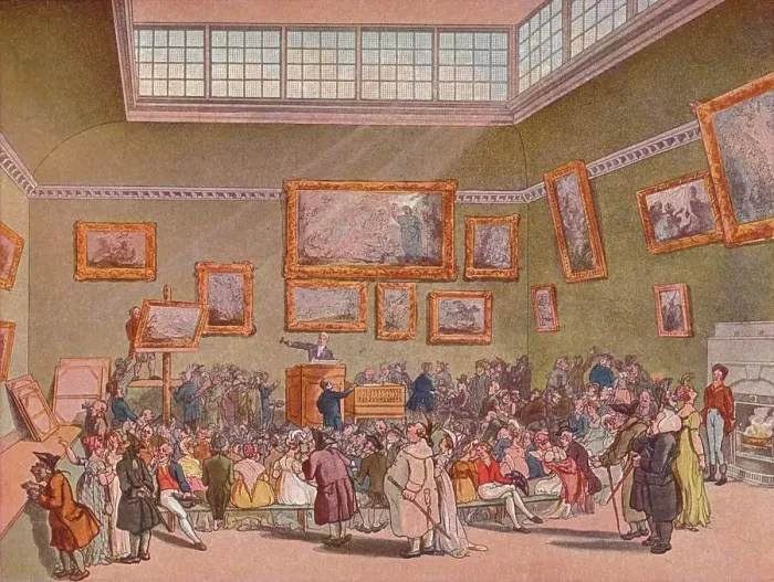 Framed Print : Christies Auction Rooms, (1790), 1901. Artist: Augustus Charles Pugin Framed Print : Christies Auction Rooms, (1790), 1901. Artist: Augustus Charles Pugin