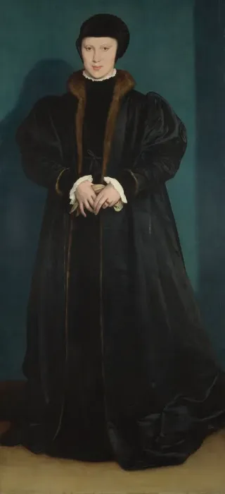 Framed Print : Christina of Denmark, Duchess of Milan, 1538. Artist: Holbein, Hans, the Younger (1497-1543)