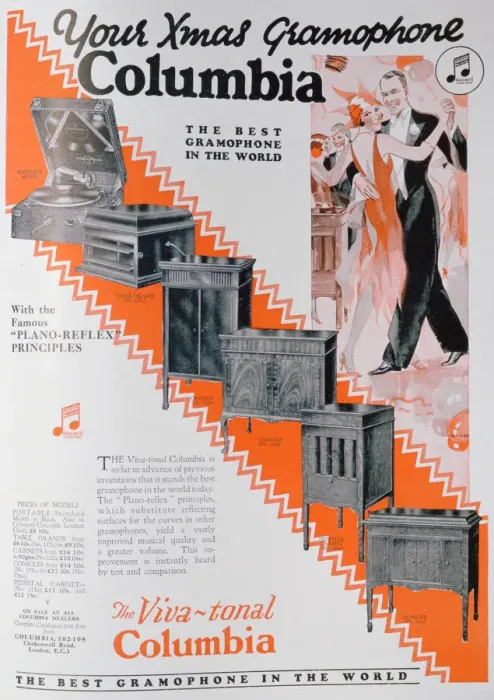 Framed Print : Christmas advert for Columbia Gramophones, 1929 Framed Print : Christmas advert for Columbia Gramophones, 1929