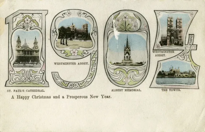 Framed Print : Christmas card, 1904 Framed Print : Christmas card, 1904