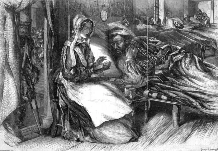 Framed Print : Christmas charity, interior of a hospital in the east, 1855. Artist: George Measom Framed Print : Christmas charity, interior of a hospital in the east, 1855. Artist: George Measom