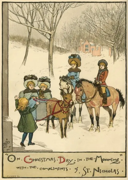 Framed Print : On Christmas Day in the Morning, with the Compliments of St. Nicholas, 1883 Framed Print : On Christmas Day in the Morning, with the Compliments of St. Nicholas, 1883