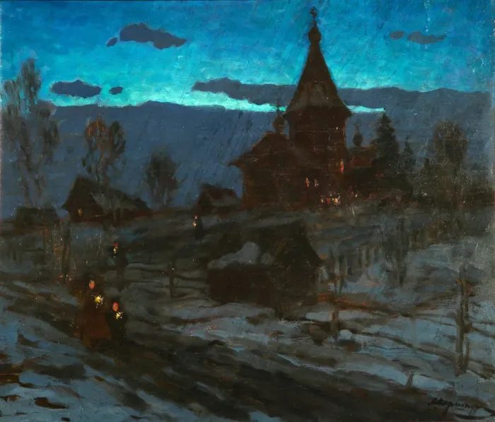Framed Print : Christmas Eve, 1910s. Artist: Pershin, Alexander Stepanovich (1882-?) Framed Print : Christmas Eve, 1910s. Artist: Pershin, Alexander Stepanovich (1882-?)