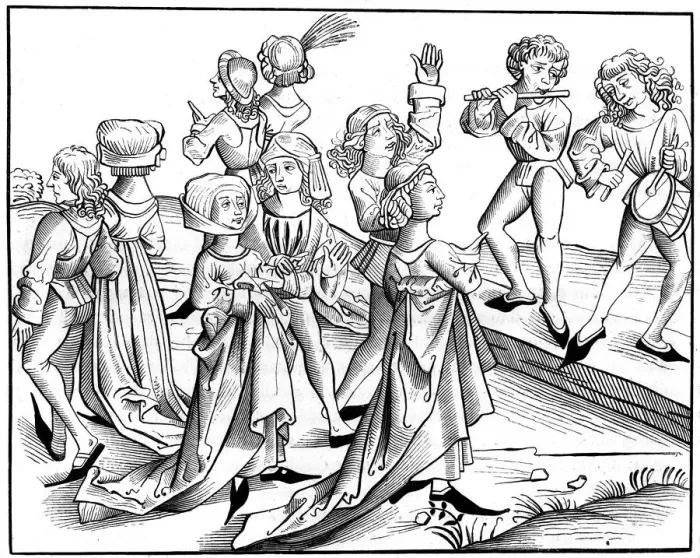 Framed Print : Christmas Eve dance, 1493 (1849). Artist: Pierre Wolgmuth Framed Print : Christmas Eve dance, 1493 (1849). Artist: Pierre Wolgmuth