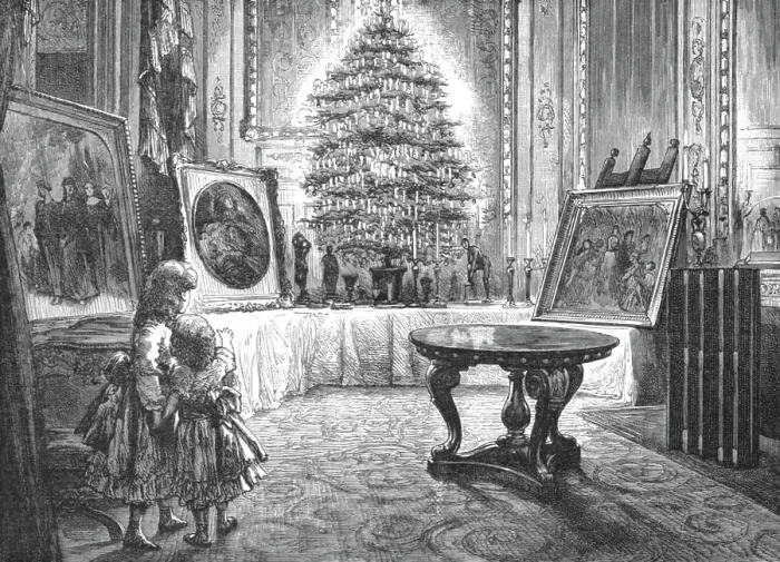 Framed Print : Christmas Eve at Windsor Castle --The Queens Christmas Tree; after J. Roberts, 1819. Creator: J. Roberts Framed Print : Christmas Eve at Windsor Castle --The Queens Christmas Tree; after J. Roberts, 1819. Creator: J. Roberts