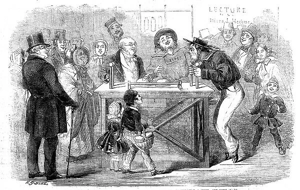 Christmas Holidays at the Polytechnic: the Electric Machine - drawn by H. G. Hine, 1858. Creator: M. Jackson