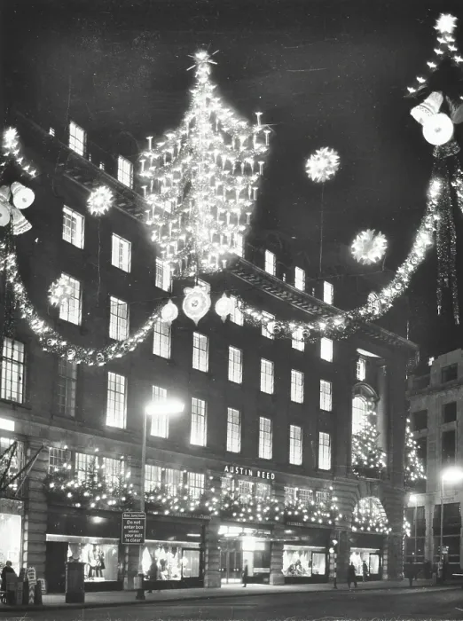 Framed Print : Christmas illuminations on Regent Street, West End, looking to Austin Reed at 103-113, London, 1970. Creator: Unknown Framed Print : Christmas illuminations on Regent Street, West End, looking to Austin Reed at 103-113, London, 1970. Creator: Unknown