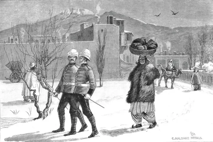 Framed Print : Christmas on the Indian Frontier -- Catering for Dinner at Quetta, 1890. Creator: Haldane Macfall Framed Print : Christmas on the Indian Frontier -- Catering for Dinner at Quetta, 1890. Creator: Haldane Macfall