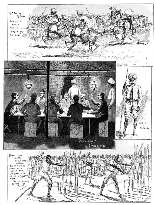 Framed Print : Christmas with the Lushai Expedition - sketches by Lieutenant H. W. E. Cole, 2nd Goorkhas, 1890. Creator: Unknown Framed Print : Christmas with the Lushai Expedition - sketches by Lieutenant H. W. E. Cole, 2nd Goorkhas, 1890. Creator: Unknown