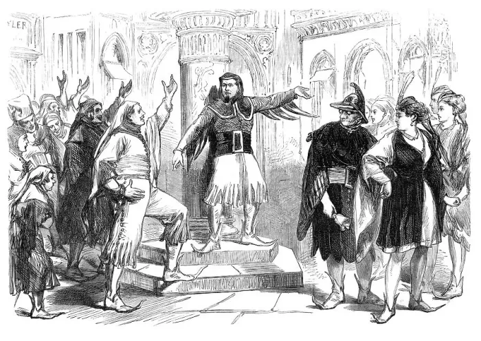 Framed Print : Christmas Pantomimes and Burlesques: scene from Wat Tyler, at the Gaiety Theatre, 1870. Creator: Unknown Framed Print : Christmas Pantomimes and Burlesques: scene from Wat Tyler, at the Gaiety Theatre, 1870. Creator: Unknown