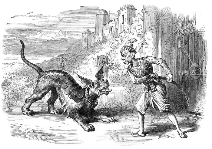 Framed Print : Christmas Pantomimes and Burlesques: scene from The Yellow Dwarf, at Covent Garden Theatre, 1870. Creator: Unknown Framed Print : Christmas Pantomimes and Burlesques: scene from The Yellow Dwarf, at Covent Garden Theatre, 1870. Creator: Unknown