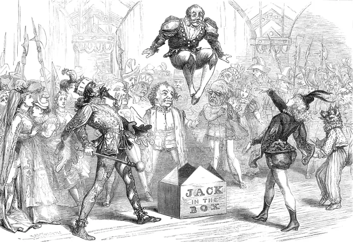 Framed Print : The Christmas Pantomimes: scene from Jack in the Box at Drury-Lane Theatre, 1874. Creator: Unknown