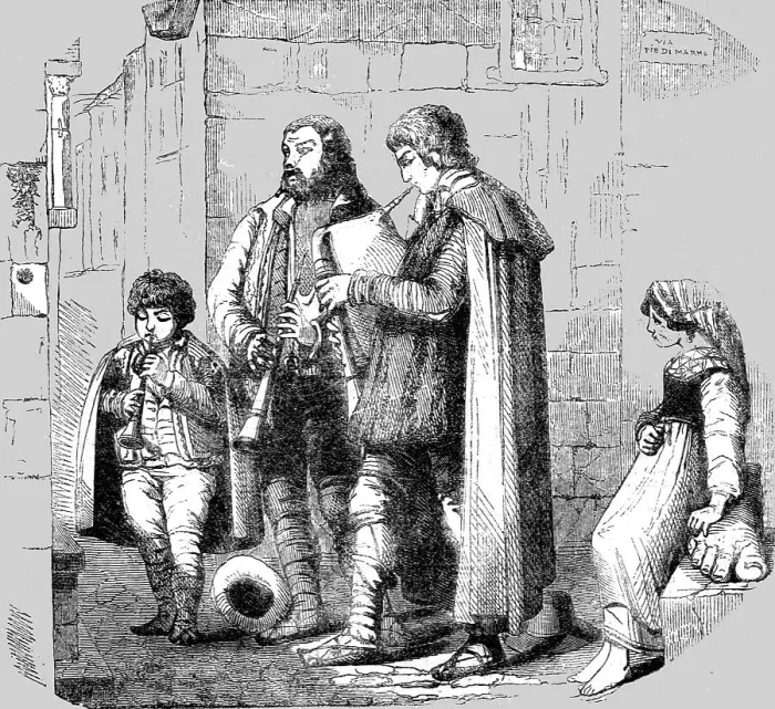 Framed Print : Christmas in Rome : The Pifferari, or Calabrian Minstrels, 1854. Creator: Unknown Framed Print : Christmas in Rome : The Pifferari, or Calabrian Minstrels, 1854. Creator: Unknown
