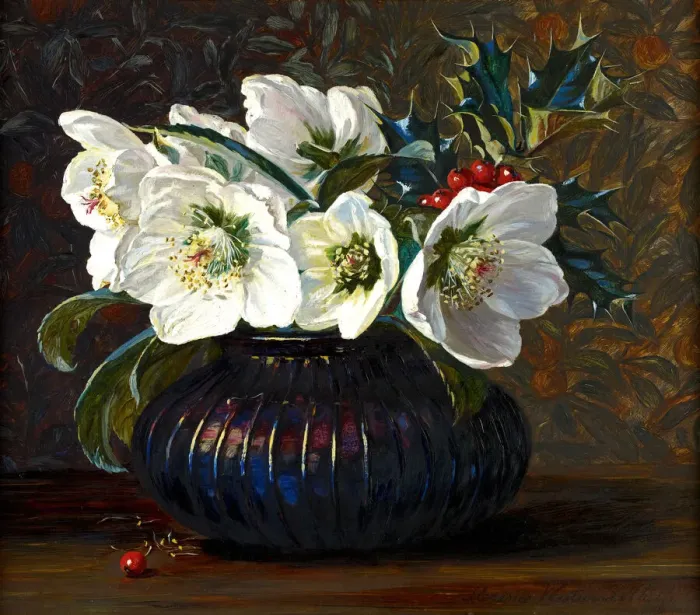 Framed Print : Christmas Roses, 1880. Creator: Florence Westwood Whitfield Framed Print : Christmas Roses, 1880. Creator: Florence Westwood Whitfield