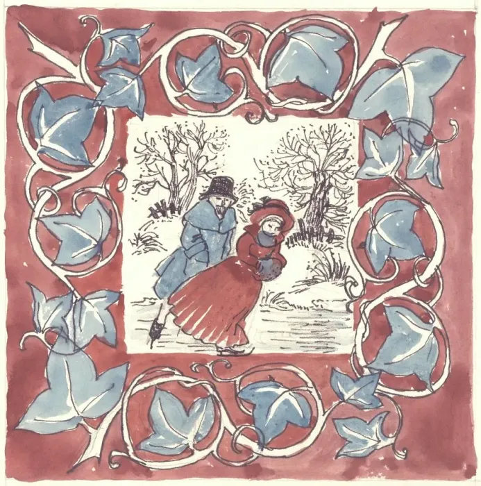 Framed Print : Christmas skaters, c1970. Creator: Shirley Markham