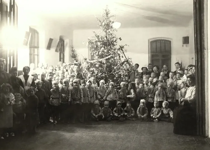 Framed Print : Christmas tree in the new building of the Olginsky orphanage of Trudolyubiya of the.. 1890. Creator: Unknown Framed Print : Christmas tree in the new building of the Olginsky orphanage of Trudolyubiya of the.. 1890. Creator: Unknown