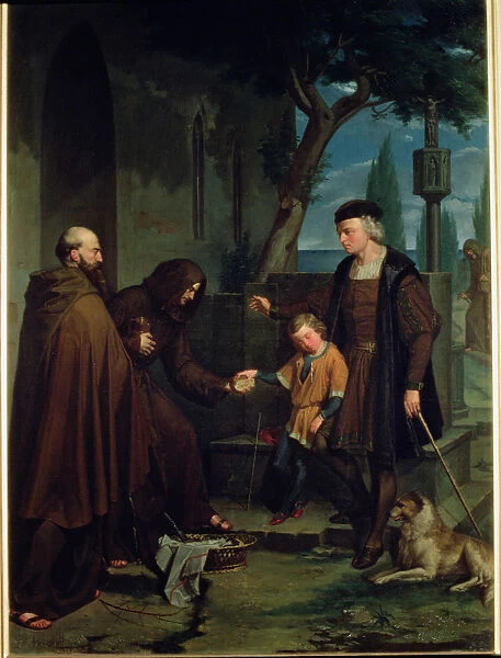 Christopher Columbus with his son at the Monastery of La Rabida, 1858
