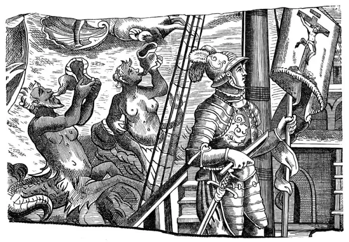 Framed Print : Christopher Columbus during his voyage to America, Engraving, c1500 Framed Print : Christopher Columbus during his voyage to America, Engraving, c1500
