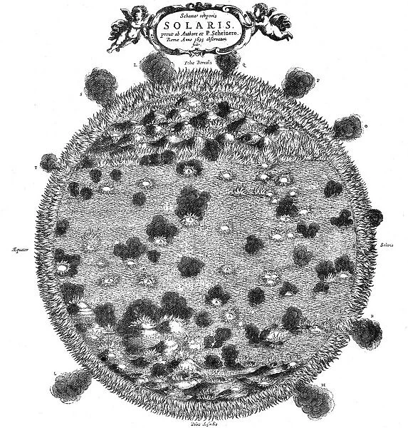 Christopher Scheiners illustration of his idea of the surface of the sun, 1635