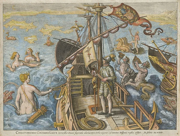 Christophorus Columbus Ligur (Americae Retectio), 1591. Creator: Stradanus (Straet, van der), Johannes (1523-1605)