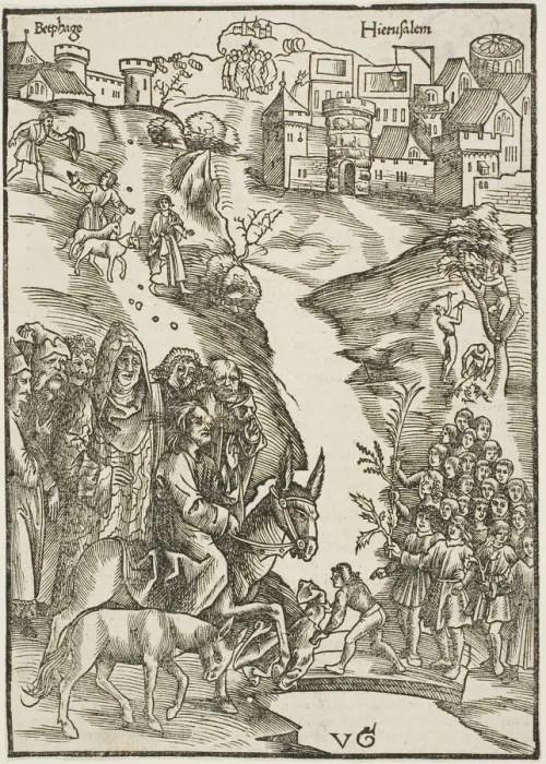Framed Print : Christs Entry into Jerusalem, from Passio domini nostri Jesu Christi, c. 1503. Creators: Urs Graf, Johann Knobloch Framed Print : Christs Entry into Jerusalem, from Passio domini nostri Jesu Christi, c. 1503. Creators: Urs Graf, Johann Knobloch