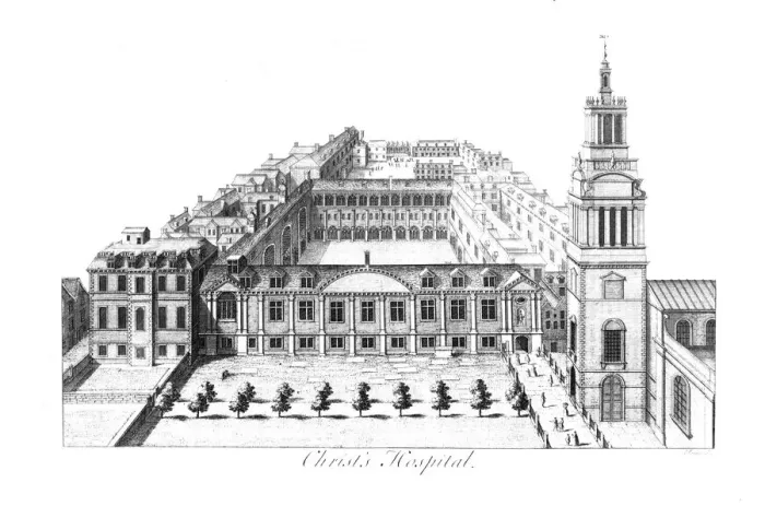 Framed Print : Christs Hospital. c1740. Artist: William Henry Toms Framed Print : Christs Hospital. c1740. Artist: William Henry Toms