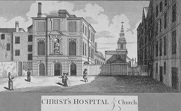 Christs Hospital with Christ Church in the background, City of London, 1750. Artist