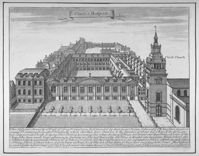 Framed Print : Christs Hospital, City of London, 1700 Framed Print : Christs Hospital, City of London, 1700